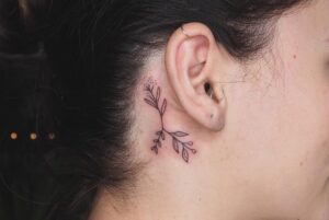 Cancer Constellation Leaf Ear Tattoo