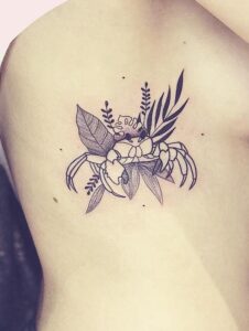Cancer Tropical Crab Side Tattoo
