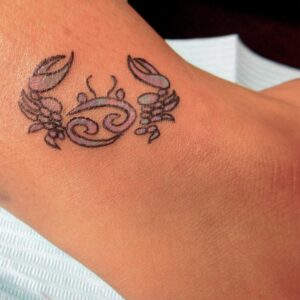 Opal Cancer Crab and 69 Ankle Tattoo
