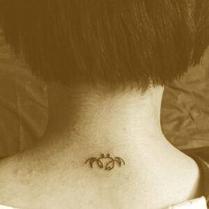 Mini Cancer Crab Back of Neck Tattoo