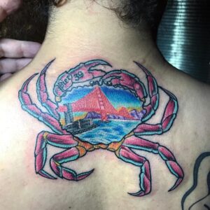 Cancer San Francisco Crab Back Tattoo