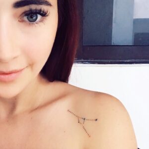 Tiny Taurus Constellation Collarbone Tattoo