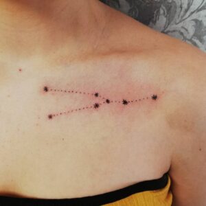 Taurus Constellation Collarbone Tattoo