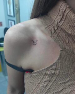 Taurus Symbol Collarbone Tattoo