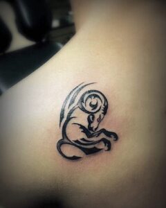 Aries Ram Tribal Shoulder Blade Tattoo