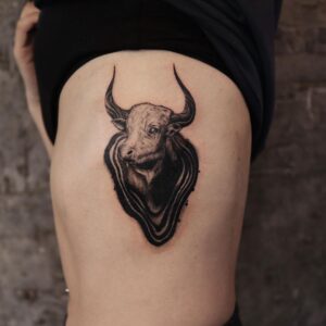 Taurus Bull Illustrative Side Tattoo