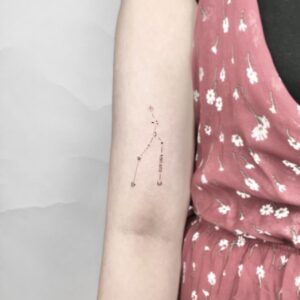 Taurus Fine Line Constellation Upper Arm Tattoo