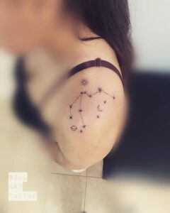 Taurus Constellation and Galaxy Shoulder Tattoo