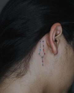 Taurus Color Constellation Behind the Ear Tattoo