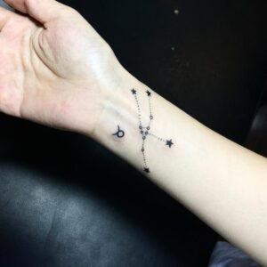 Taurus Constellation and Symbol Wrist Tattoo