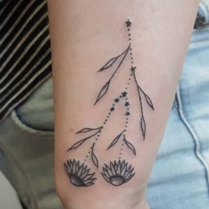 Floral Taurus Constellation Wrist Tattoo