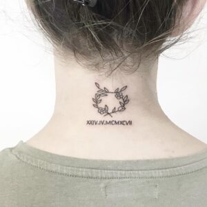 Taurus Leaf Symbol Back of Neck Tattoo