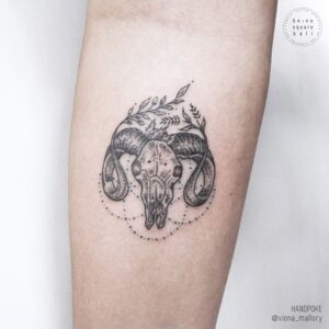 Zodiac Taurus Bull Stick and Poke Forearm Tattoo