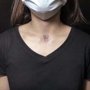Taurus Styled Symbol Throat Tattoo