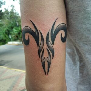 Aries Taurus Cusp Tribal Back of Arm Tattoo