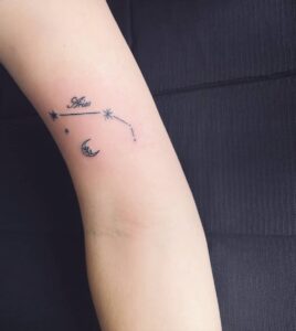 Aries Constellation and Moon Bicep Tattoo