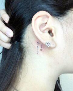 Aries Color Constellation Behind Ear Tattoo