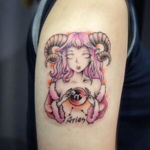 Aries Fantasy Girl Arm Tattoo