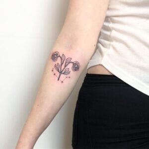 Aries Flower Symbol Forearm Tattoo