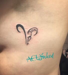 Aries Hybrid Ram and Symbol Side Tattoo