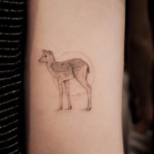 Illustrative Deer Upper Arm Tattoo