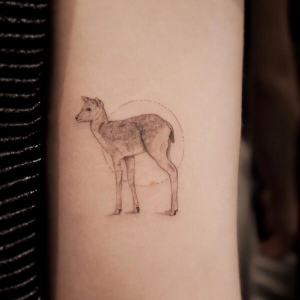 Illustrative Deer Upper Arm Tattoo