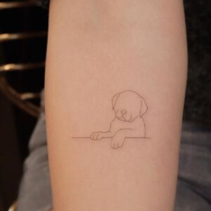 Dog Outline Forearm Tattoo