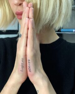 Savage Fighter Text Hand Tattoo