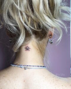 Lotus Flower Back of Neck Tattoo