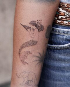 Mermaid And Shell Forearm Tattoo