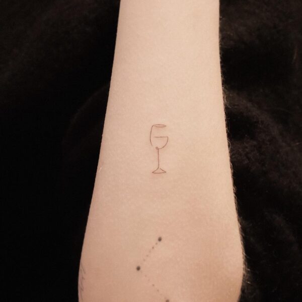 Wine Glass Forearm Tattoo