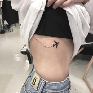 Airplane and Trail Side Tattoo