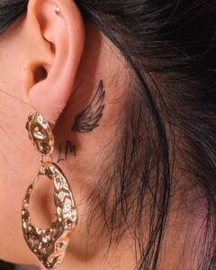 Angel Wing Behind the Ear Tattoo