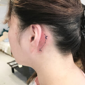 Aries Constellation Behind the Ear Tattoo