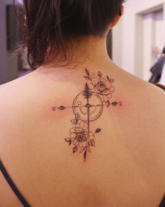 Compass and Nature Back Tattoo