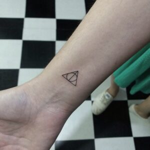 Mini Deathly Hallows Symbol Wrist Tattoo