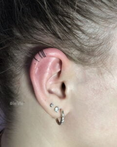 Ear Helix Lines Tattoo