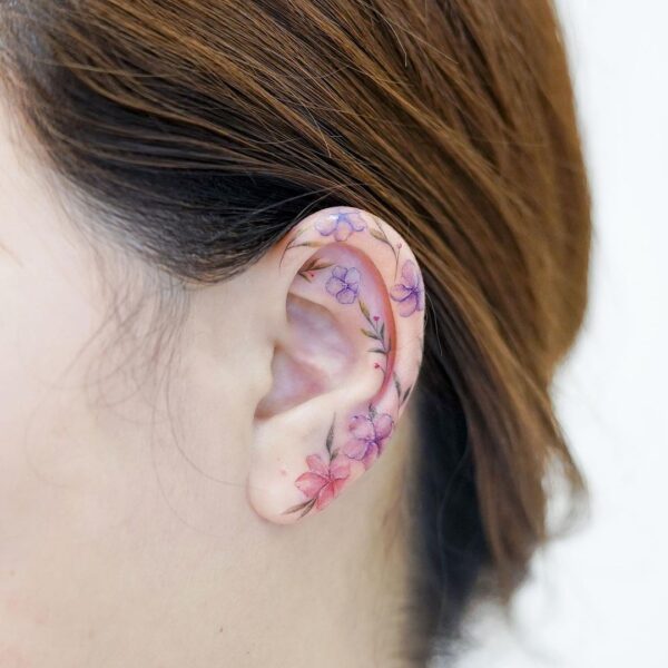 60 Pretty Designs of Ear Tattoos 2022  Small flower tattoos Small tattoos  Behind ear tattoos