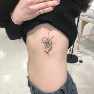 Geometric Flower Side Tattoo