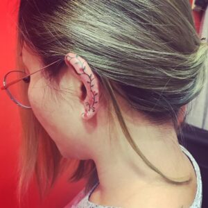 Flower Vine Ear Helix Tattoo