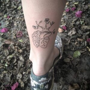 Anatomical Heart Ankle Tattoo