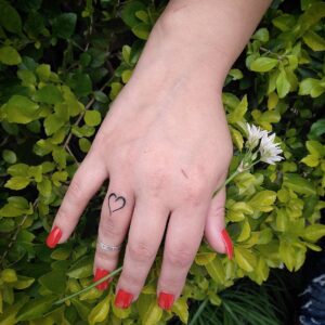 Heart Outline Finger Tattoo