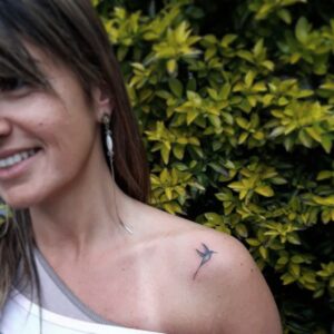 Hummingbird Top of Shoulder Tattoo