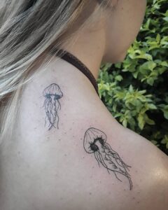 Jellyfish Back of Shoulder Tattoo