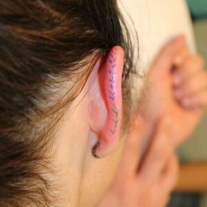Lavender Ear Helix Tattoo