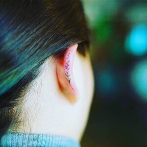 Lavender Flower Ear Helix Tattoo