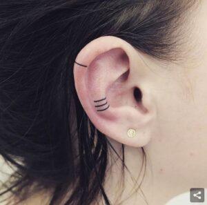 Line Helix and Antihelix Tattoo