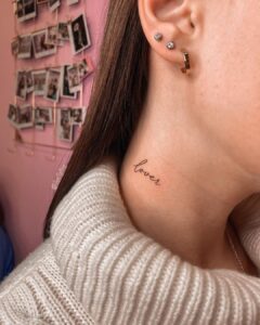 Lover Script Side of Neck Tattoo