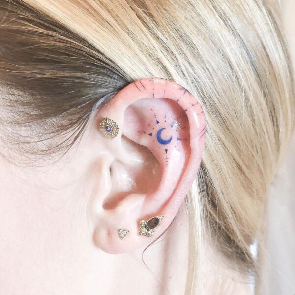 Painted Moon 21 Delicate Ear Tattoos That Are Better Than Earrings  Page  3