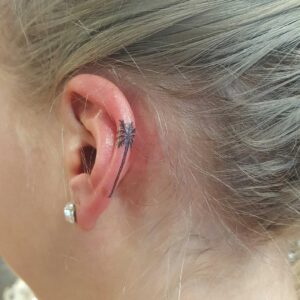 Palm Tree Ear Helix Tattoo